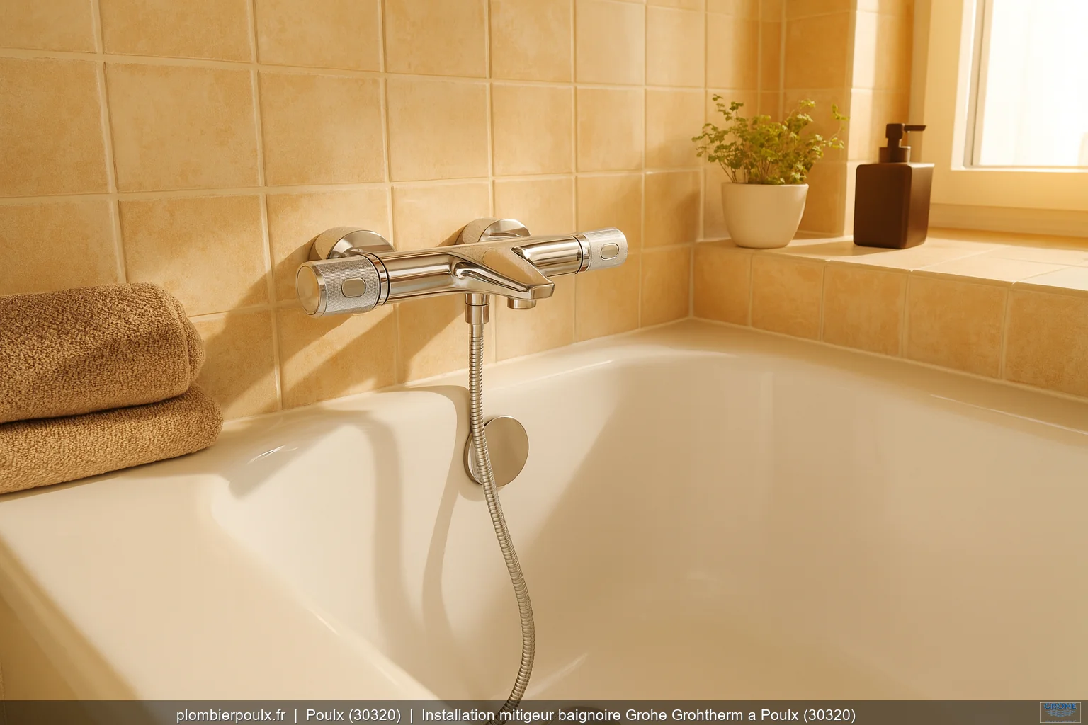 Installation mitigeur baignoire Grohe Grohtherm a Poulx (30320)