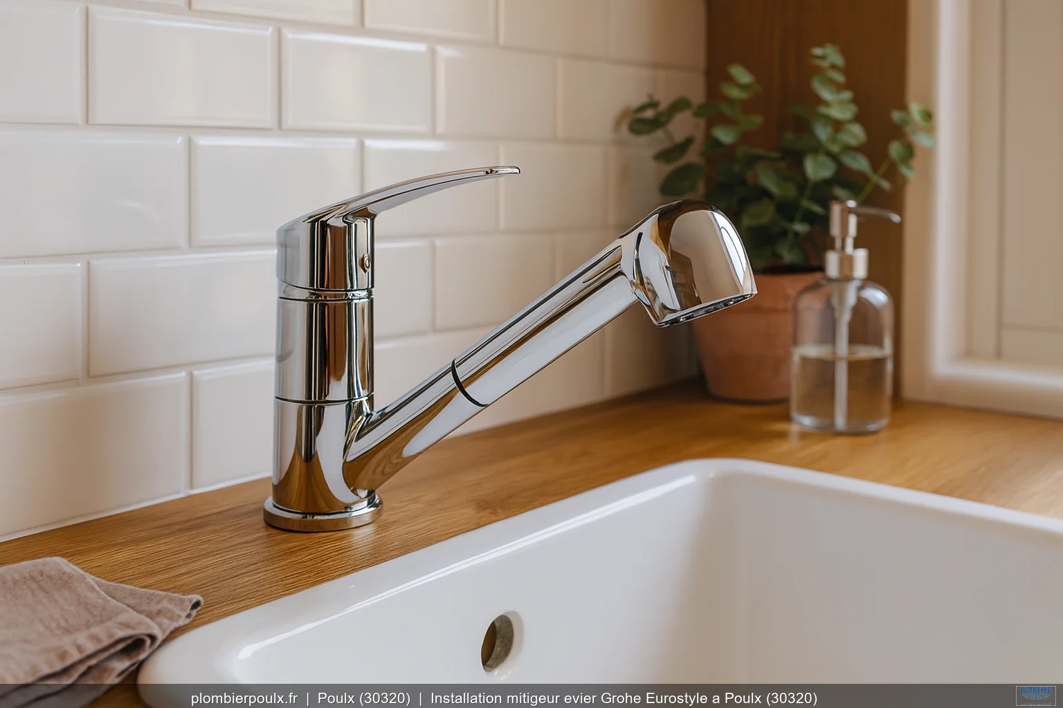 Installation mitigeur evier Grohe Eurostyle a Poulx (30320)