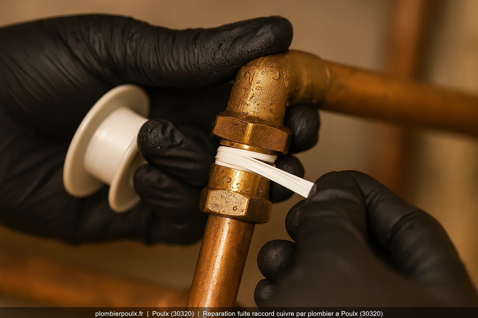 Reparation fuite raccord cuivre par plombier a Poulx (30320)