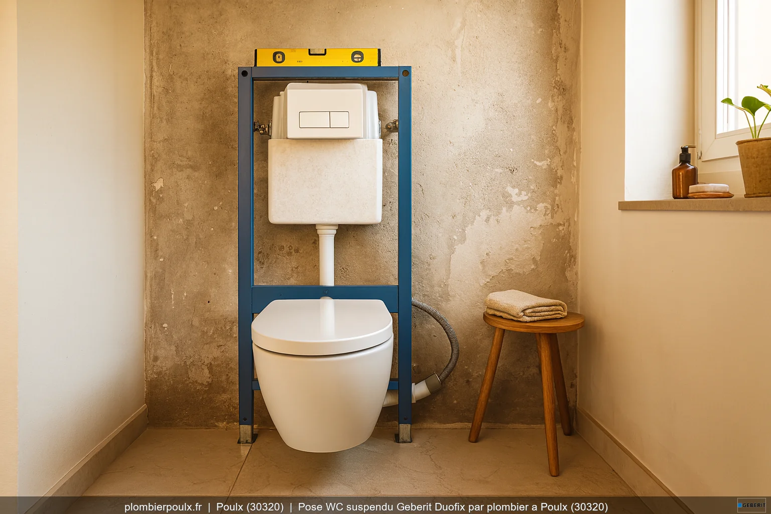 Pose WC suspendu Geberit Duofix par plombier a Poulx (30320)